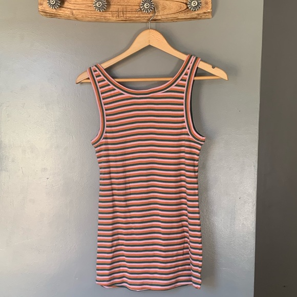 Caslon | NWOT Striped Pink Orange & Green Summer Spring Tank Top Shirt - Picture 3 of 4